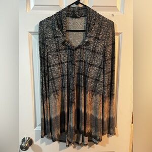 Ariella Black and Tan Herringbone Blouse